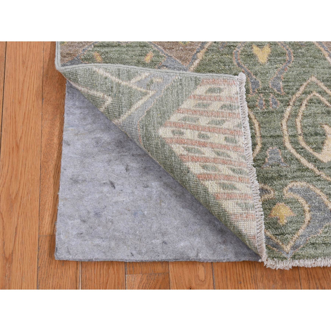 5'1" x 7'1" New Hand Knotted Green Wool Rectangle Oriental Rug - MOA10280961