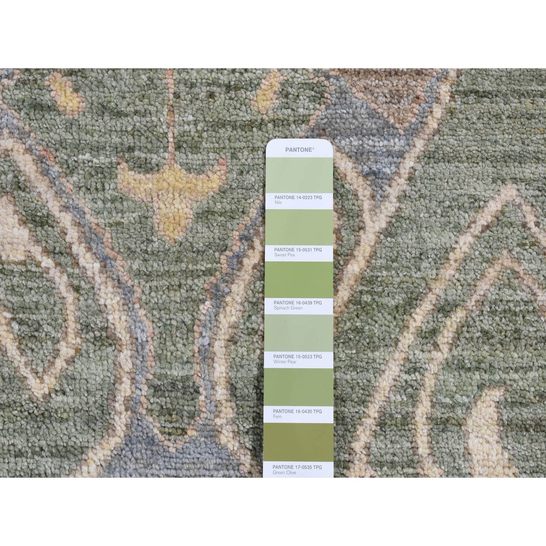 5'1" x 7'1" New Hand Knotted Green Wool Rectangle Oriental Rug - MOA10280961