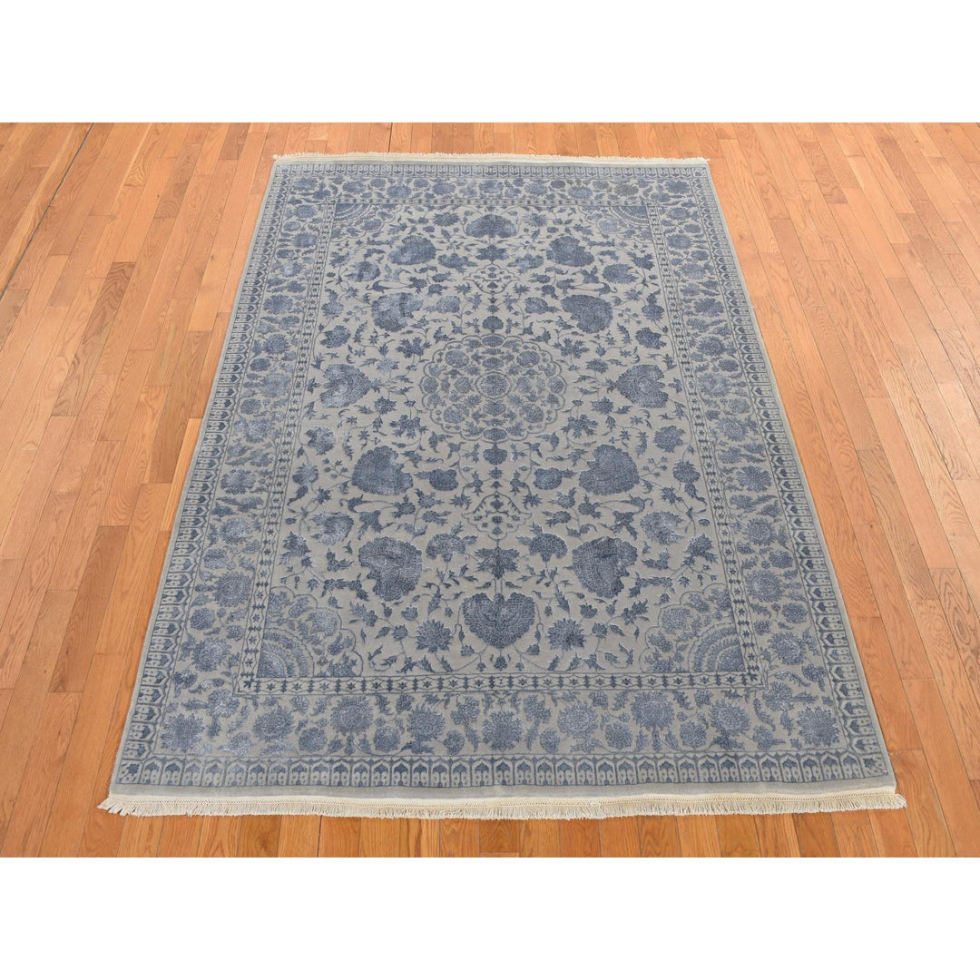 5'7" x 7'10" New Hand Knotted Grey Cotton Rectangle Oriental Rug - MOA10280982