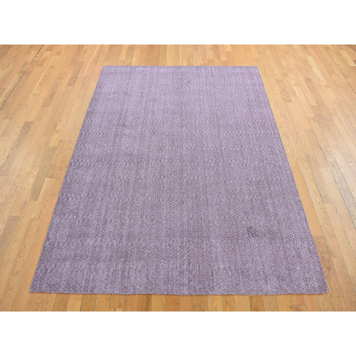 6'1" x 9'0" New Hand Loomed Purple Cotton Rectangle Oriental Rug - MOA10280987