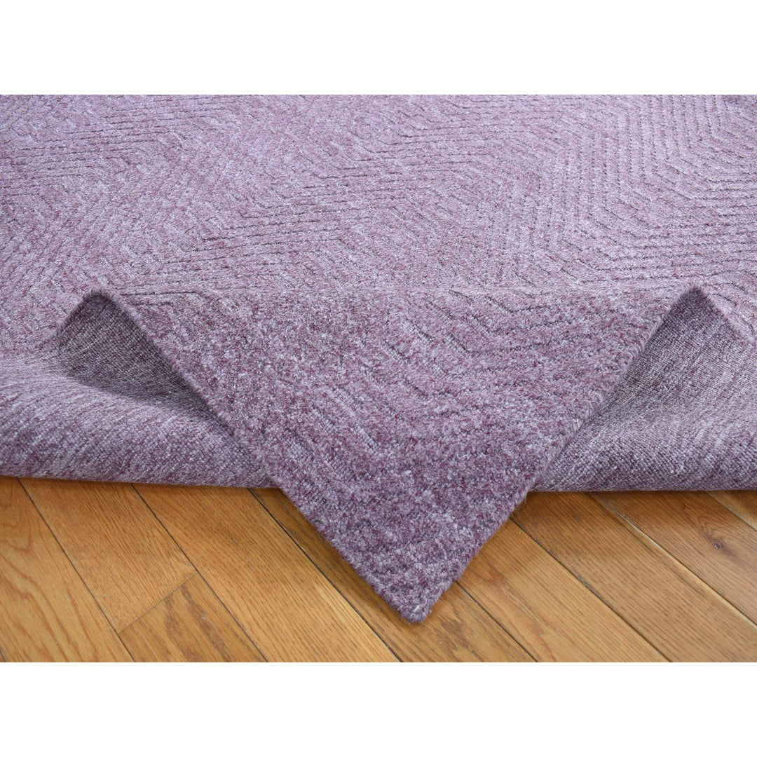 6'1" x 9'0" New Hand Loomed Purple Cotton Rectangle Oriental Rug - MOA10280987