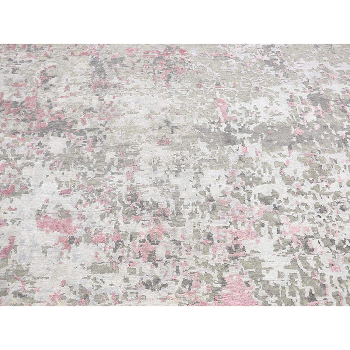 5'10" x 8'9" New Hand Knotted Pink Wool & Silk Rectangle Oriental Rug - MOA10280989