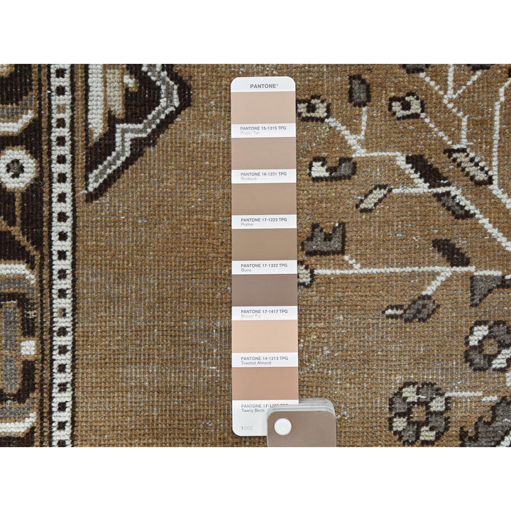 7'0" x 10'0" Vintage Hand Knotted Brown Worn Wool Rectangle Oriental Rug - MOA10281021