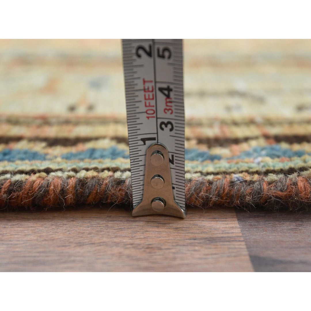 3'2" x 10'5" Vintage Hand Knotted Brown Worn Wool Runner Oriental Rug - MOA10281043