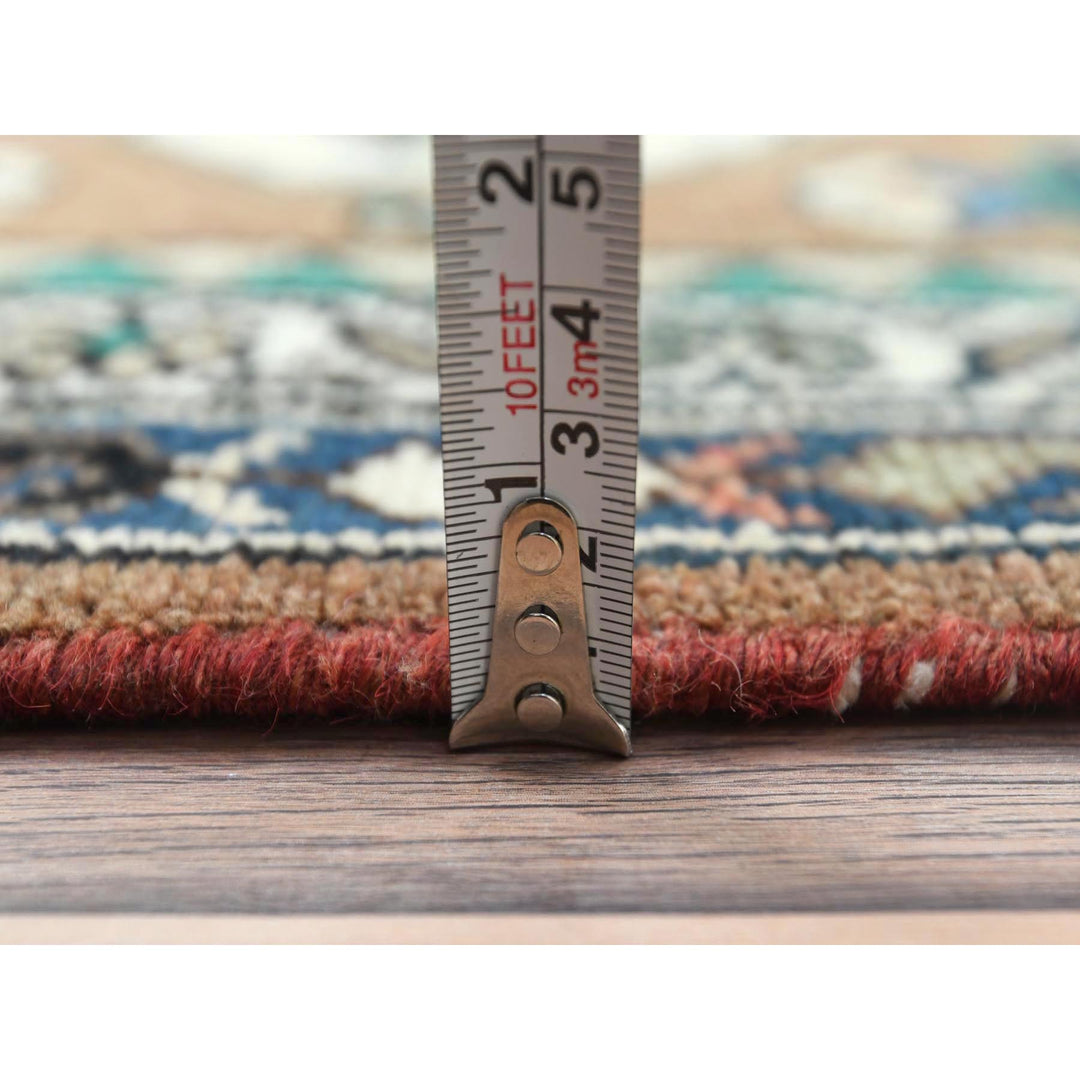 3'7" x 9'9" Vintage Hand Knotted Brown Worn Wool Runner Oriental Rug - MOA10281061