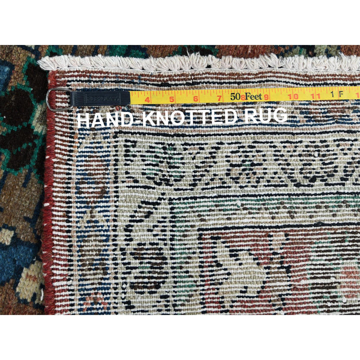 3'7" x 9'9" Vintage Hand Knotted Brown Worn Wool Runner Oriental Rug - MOA10281061