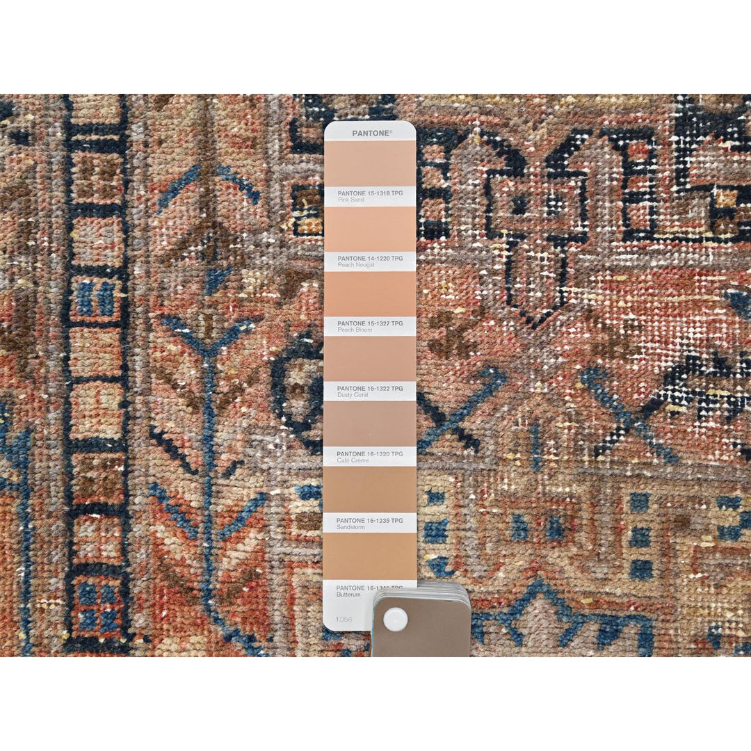 3'5" x 10'6" Vintage Hand Knotted Brown Worn Wool Runner Oriental Rug - MOA10281077