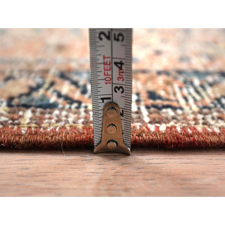 3'5" x 10'6" Vintage Hand Knotted Brown Worn Wool Runner Oriental Rug - MOA10281077