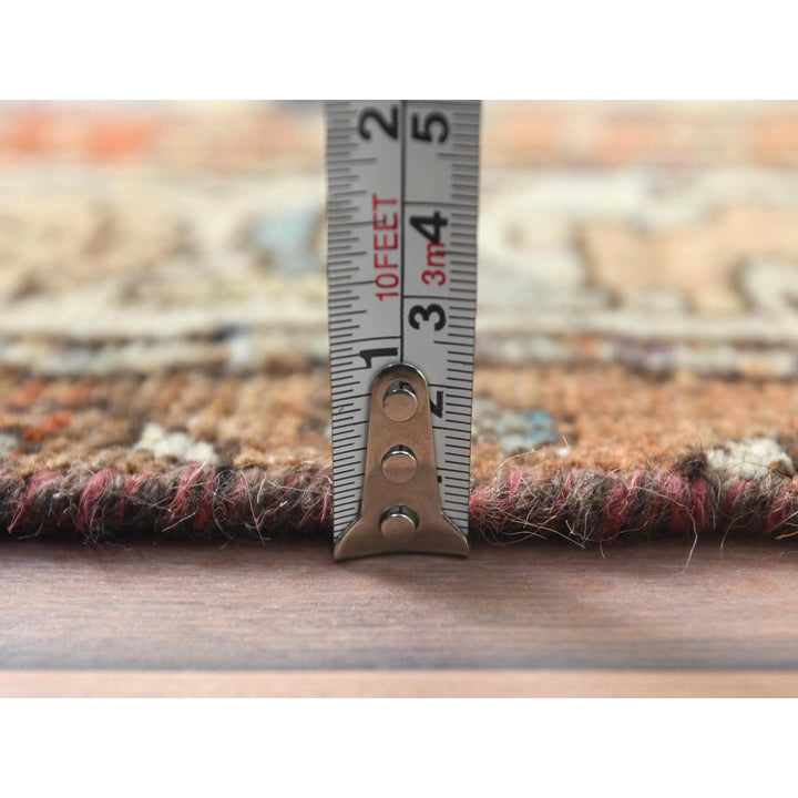 3'9" x 9'2" Vintage Hand Knotted Blue Worn Wool Runner Oriental Rug - MOA10281185