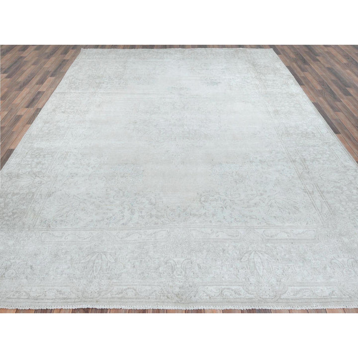 9'7" x 12'6" Vintage Hand Knotted Ivory Cotton Rectangle Oriental Rug - MOA10281247