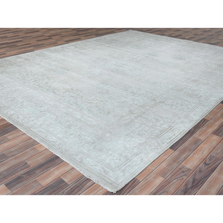 9'7" x 12'6" Vintage Hand Knotted Ivory Cotton Rectangle Oriental Rug - MOA10281247