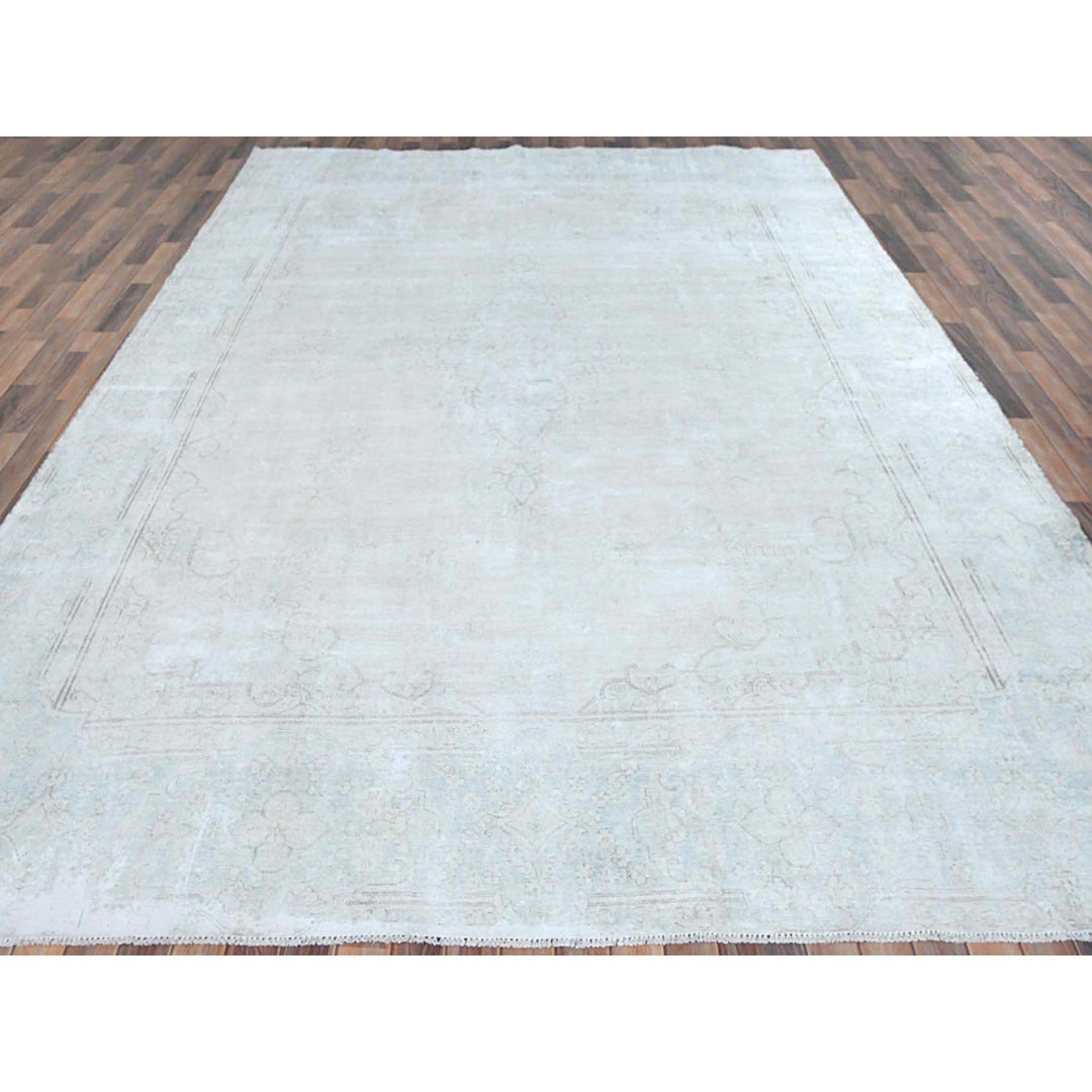 9'8" x 12'10" Vintage Hand Knotted Beige Cotton Rectangle Oriental Rug - MOA10281248