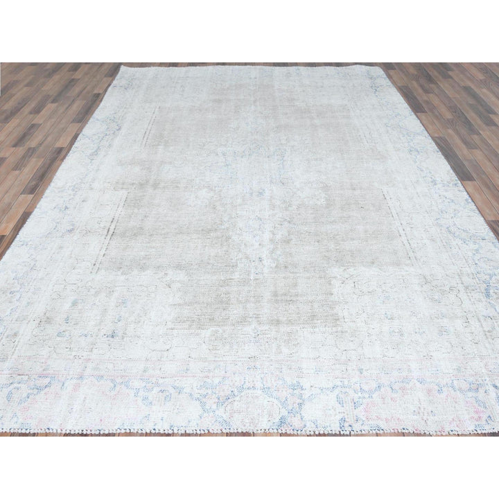 8'7" x 12'0" Vintage Hand Knotted Beige Cotton Rectangle Oriental Rug - MOA10281249