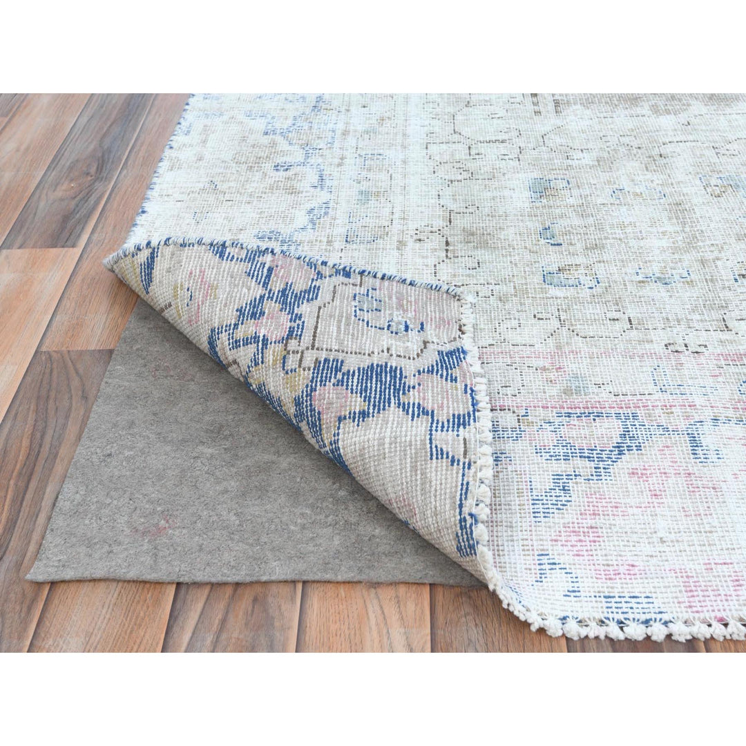 8'7" x 12'0" Vintage Hand Knotted Beige Cotton Rectangle Oriental Rug - MOA10281249