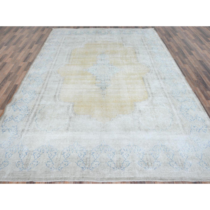 9'7" x 12'8" Vintage Hand Knotted Beige Cotton Rectangle Oriental Rug - MOA10281256