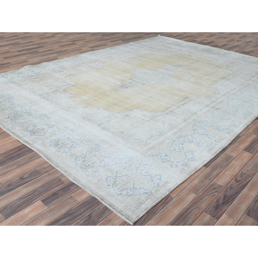 9'7" x 12'8" Vintage Hand Knotted Beige Cotton Rectangle Oriental Rug - MOA10281256