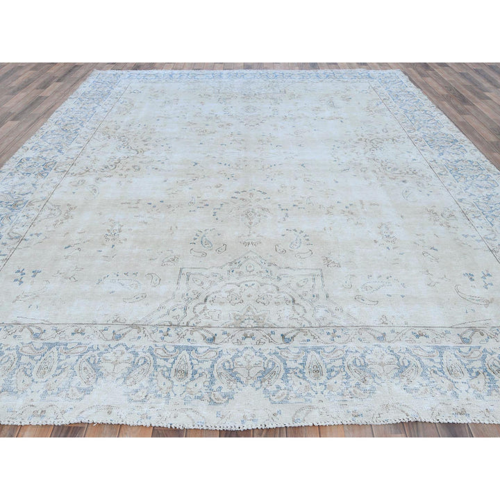 9'6" x 12'6" Vintage Hand Knotted Ivory Cotton Rectangle Oriental Rug - MOA10281259