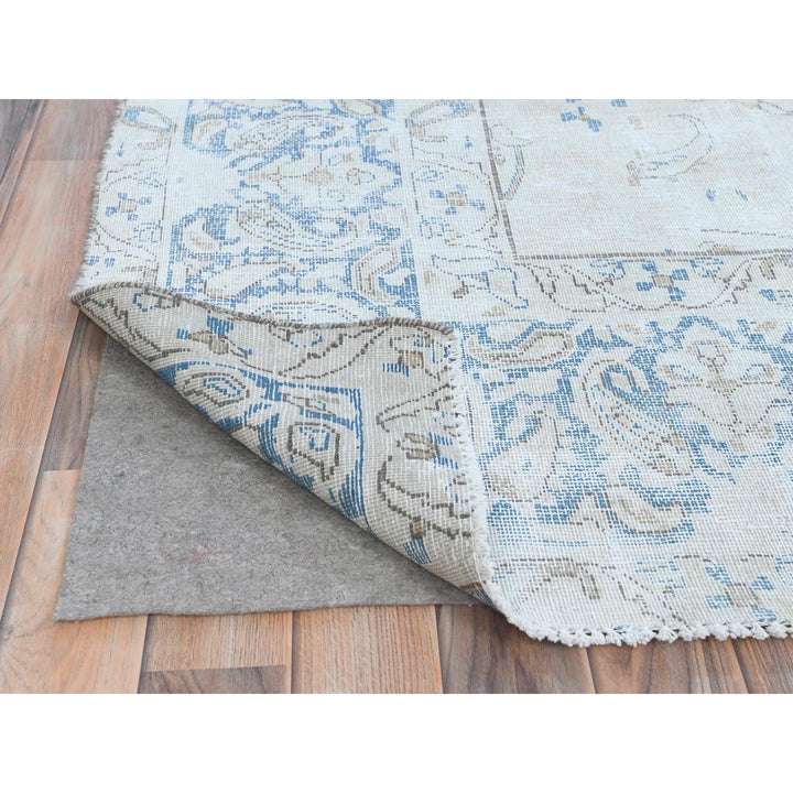 9'6" x 12'6" Vintage Hand Knotted Ivory Cotton Rectangle Oriental Rug - MOA10281259