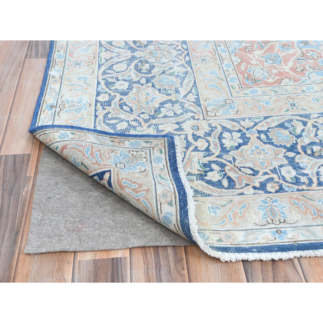 9'9" x 12'8" Vintage Hand Knotted Blue Cotton Rectangle Oriental Rug - MOA10281260