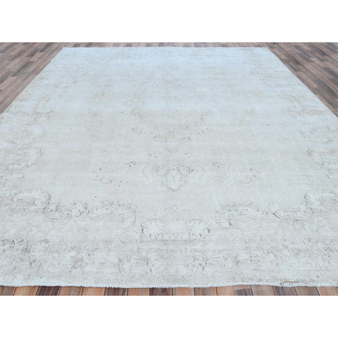 9'8" x 12'5" Vintage Hand Knotted Ivory Cotton Rectangle Oriental Rug - MOA10281261