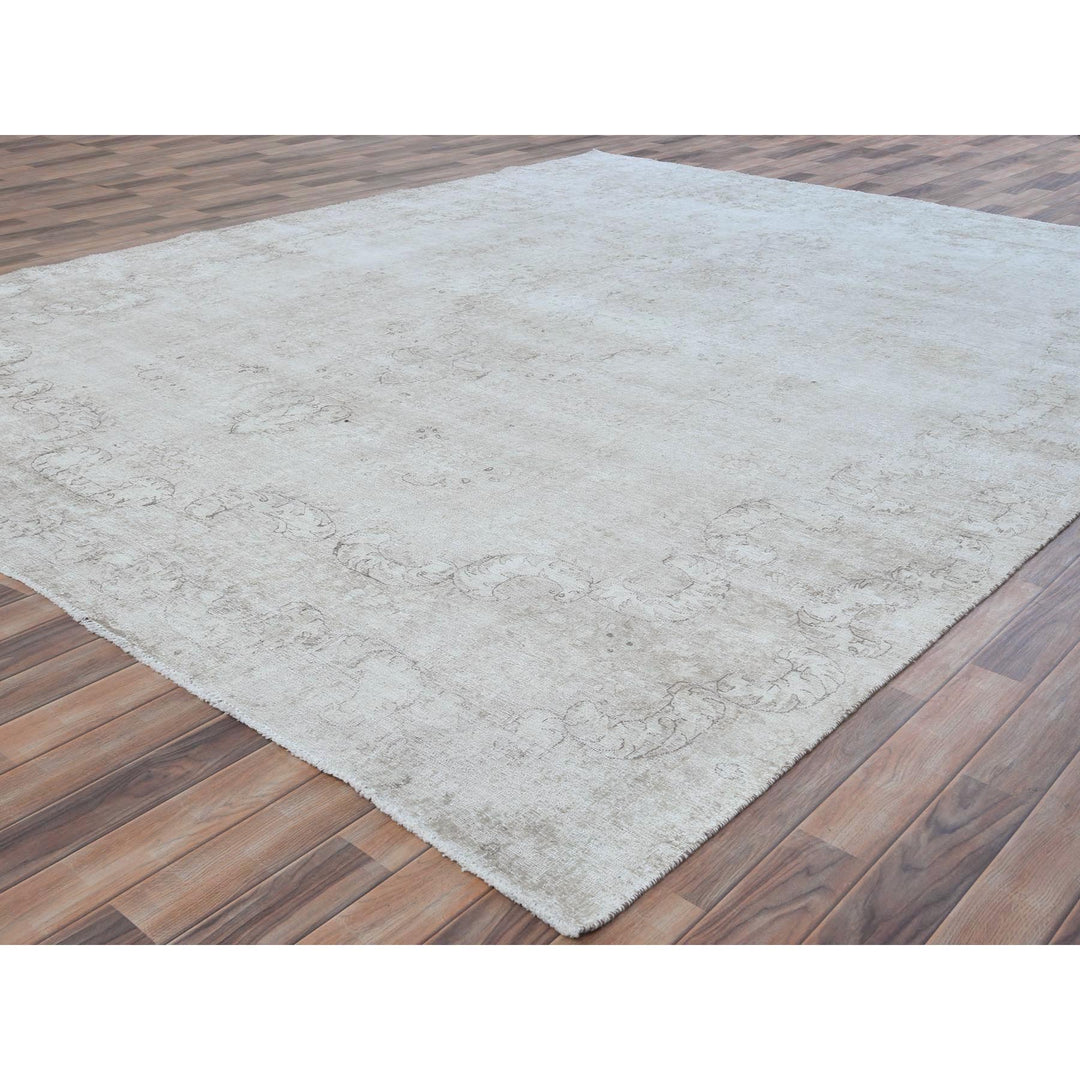 9'8" x 12'5" Vintage Hand Knotted Ivory Cotton Rectangle Oriental Rug - MOA10281261