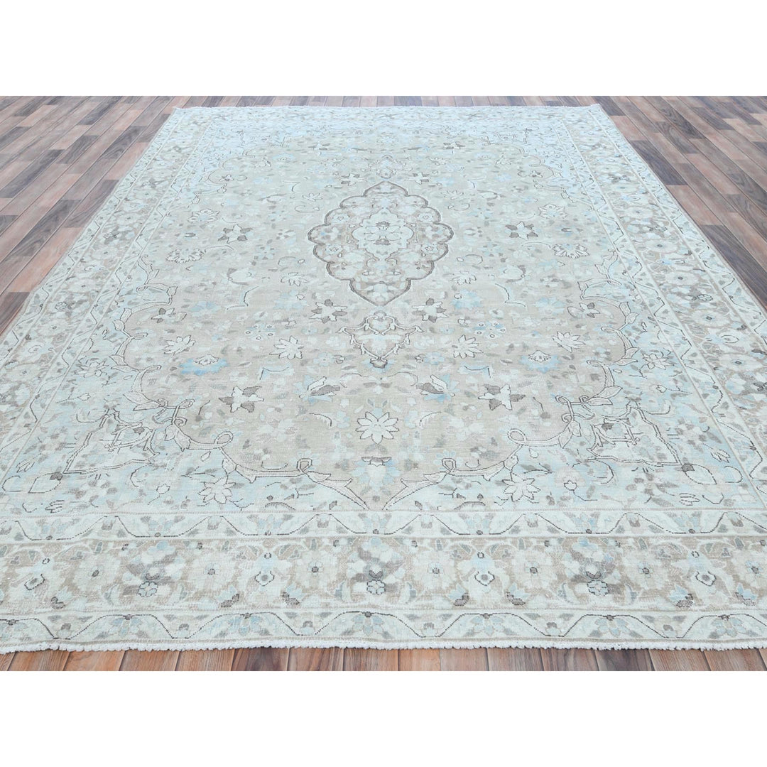 7'6" x 10'10" Vintage Hand Knotted Beige Cotton Rectangle Oriental Rug - MOA10281267