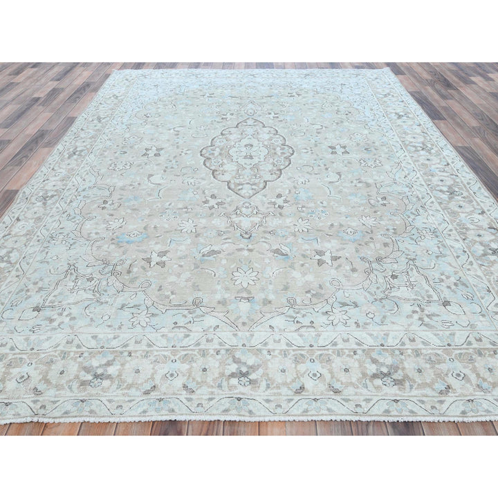 7'6" x 10'10" Vintage Hand Knotted Beige Cotton Rectangle Oriental Rug - MOA10281267