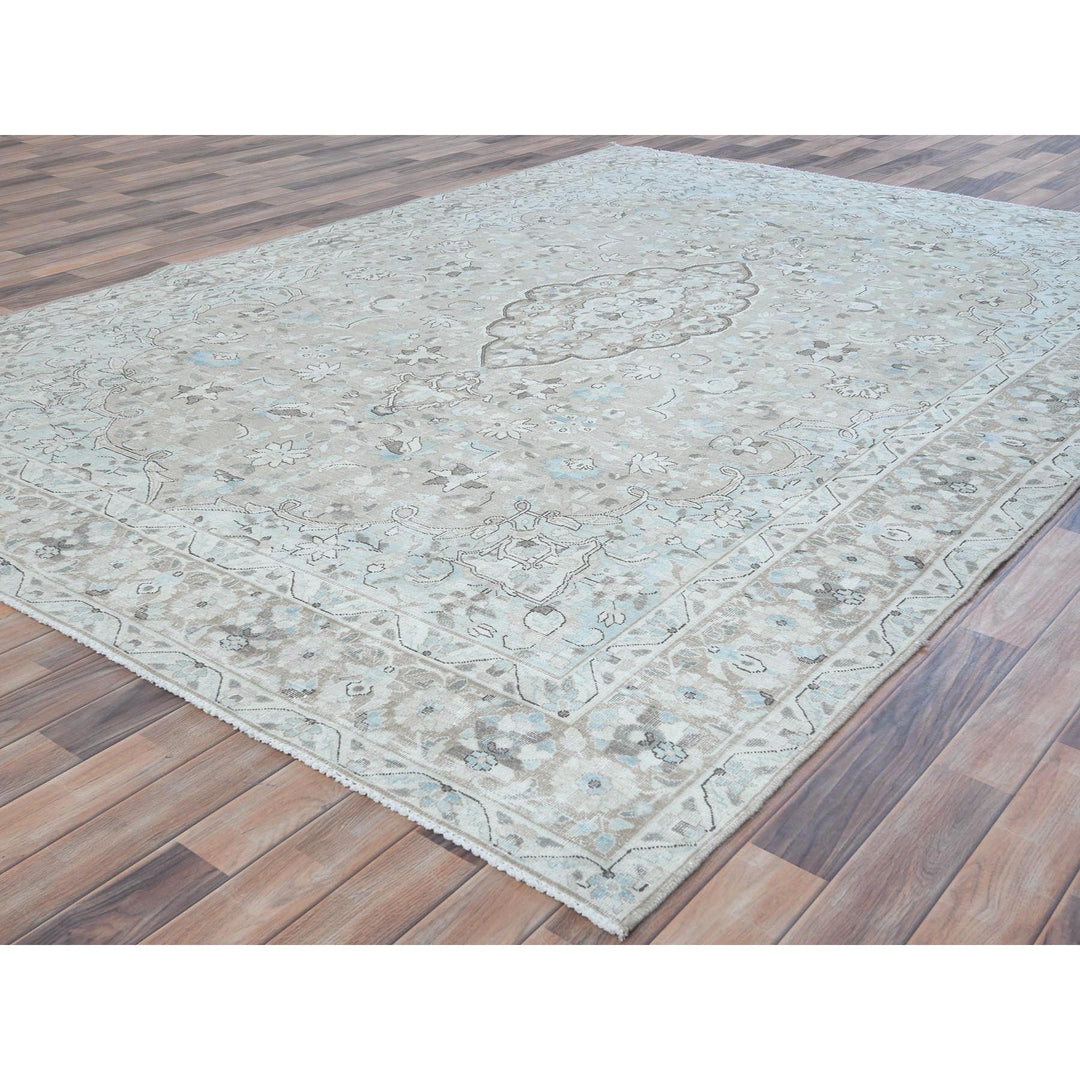 7'6" x 10'10" Vintage Hand Knotted Beige Cotton Rectangle Oriental Rug - MOA10281267