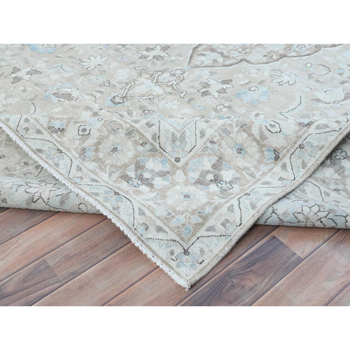 7'6" x 10'10" Vintage Hand Knotted Beige Cotton Rectangle Oriental Rug - MOA10281267