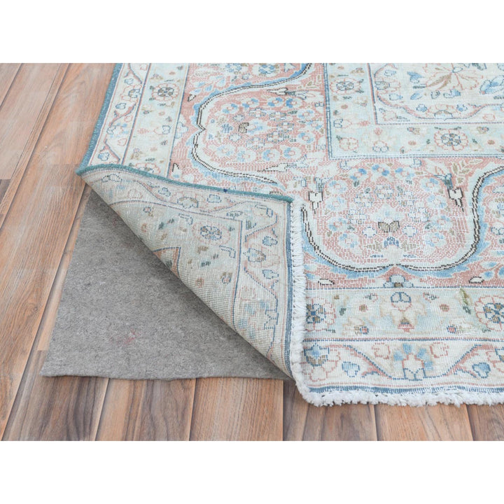 10'0" x 13'0" Vintage Hand Knotted Blue Cotton Rectangle Oriental Rug - MOA10281270