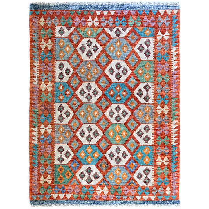 4'2" x 6'0" New Hand Woven Multicolored Wool Rectangle Oriental Rug - MOA10281332