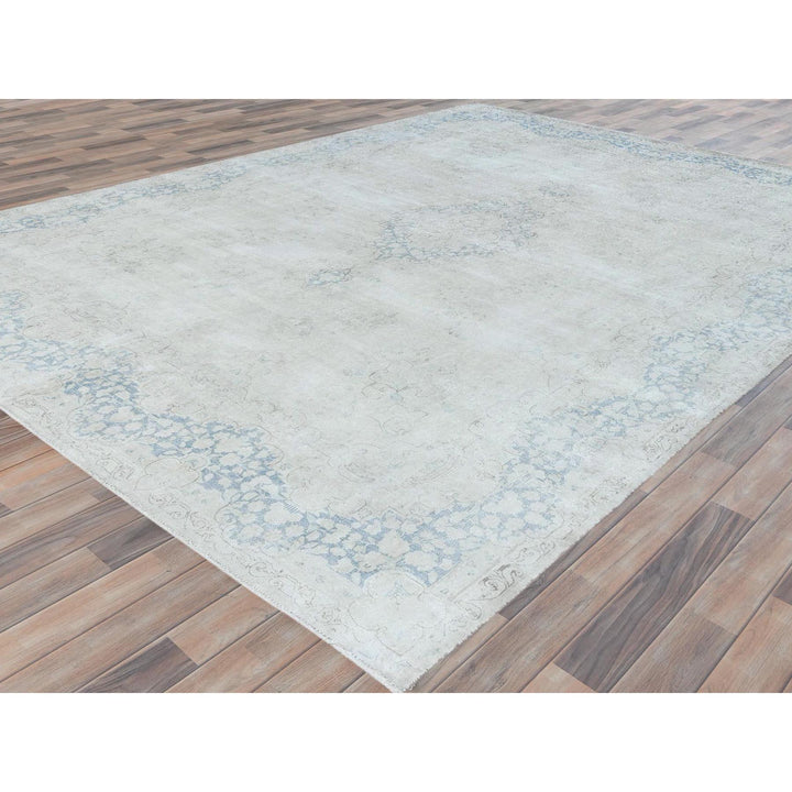 9'8" x 12'10" Vintage Hand Knotted Ivory Cotton Rectangle Oriental Rug - MOA10281607