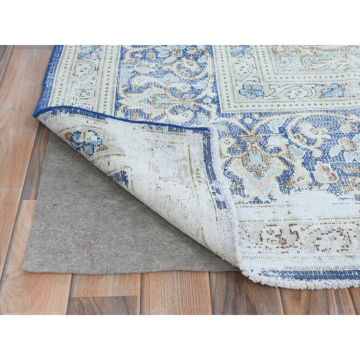 8'9" x 12'0" Vintage Hand Knotted Blue Cotton Rectangle Oriental Rug - MOA10281608