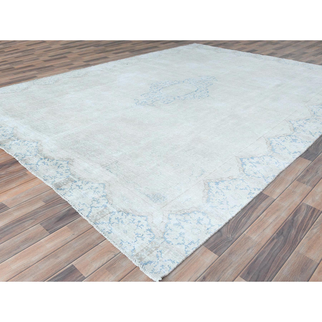 8'8" x 11'8" Vintage Hand Knotted Ivory Cotton Rectangle Oriental Rug - MOA10281610