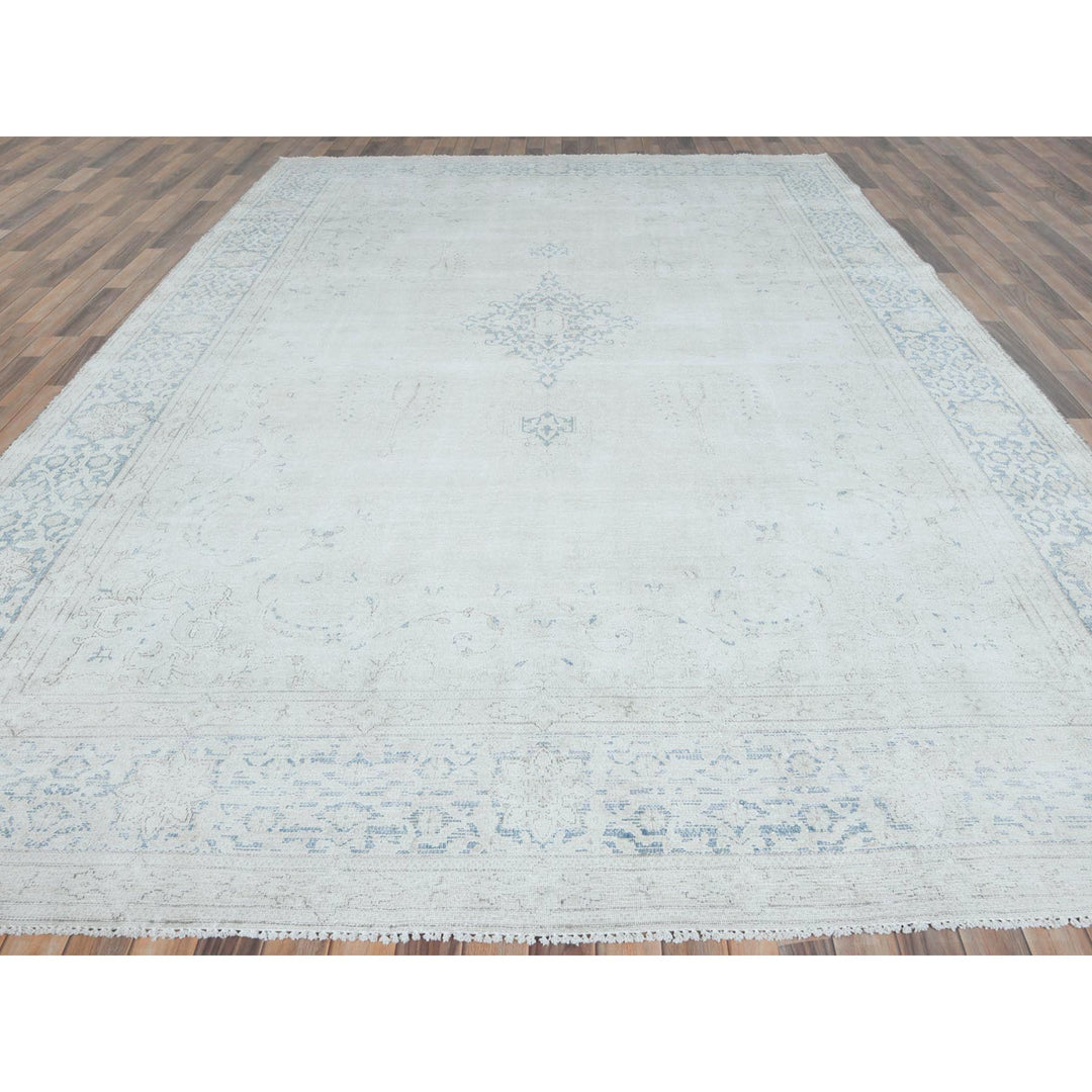 9'6" x 12'9" Vintage Hand Knotted Ivory Cotton Rectangle Oriental Rug - MOA10281611