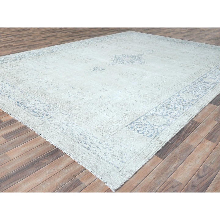 9'6" x 12'9" Vintage Hand Knotted Ivory Cotton Rectangle Oriental Rug - MOA10281611