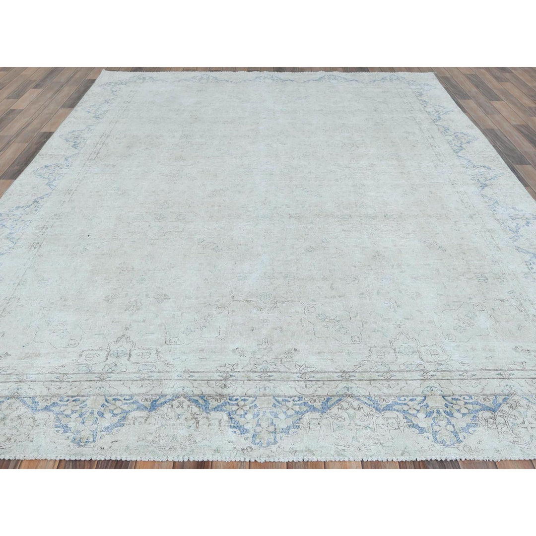 8'1" x 10'9" Vintage Hand Knotted Ivory Cotton Rectangle Oriental Rug - MOA10281613