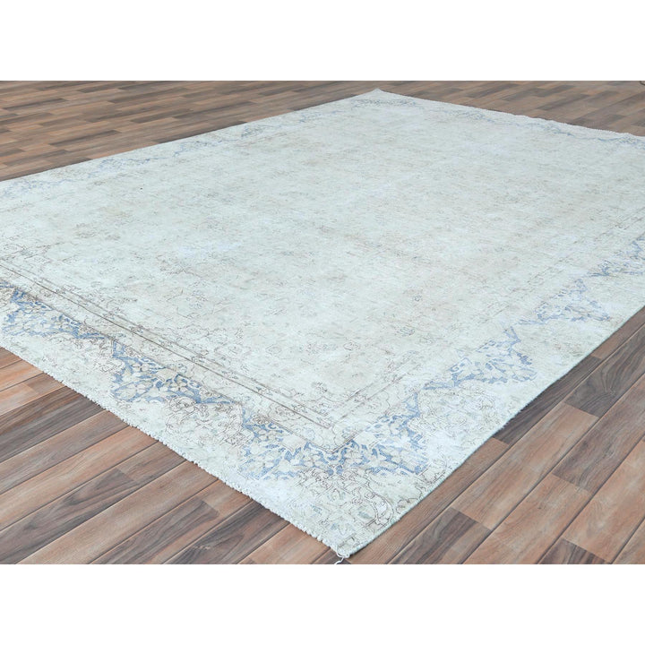 8'1" x 10'9" Vintage Hand Knotted Ivory Cotton Rectangle Oriental Rug - MOA10281613