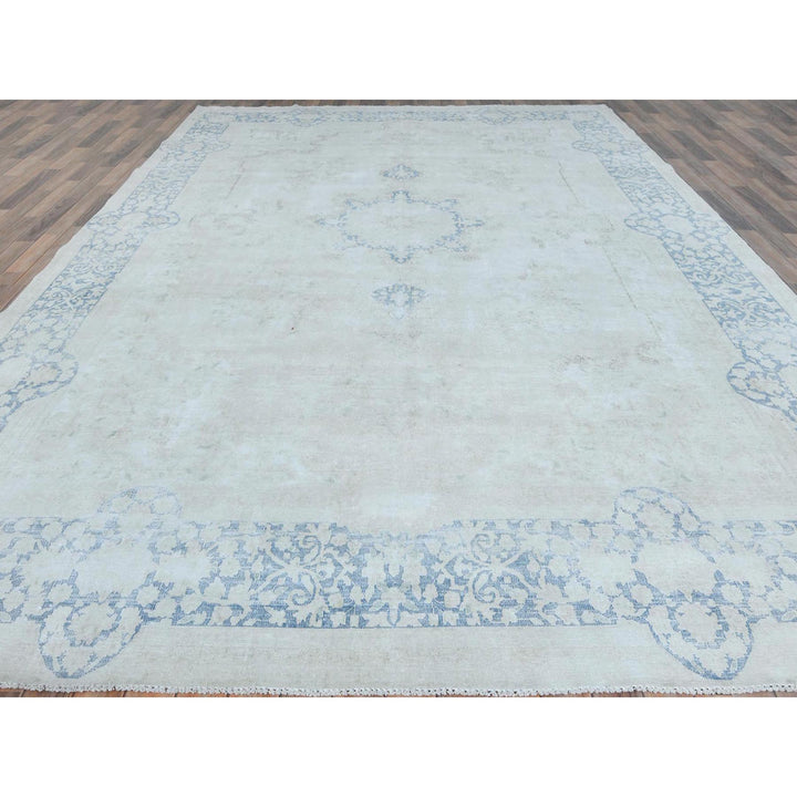 9'7" x 13'10" Vintage Hand Knotted Blue Cotton Rectangle Oriental Rug - MOA10281617