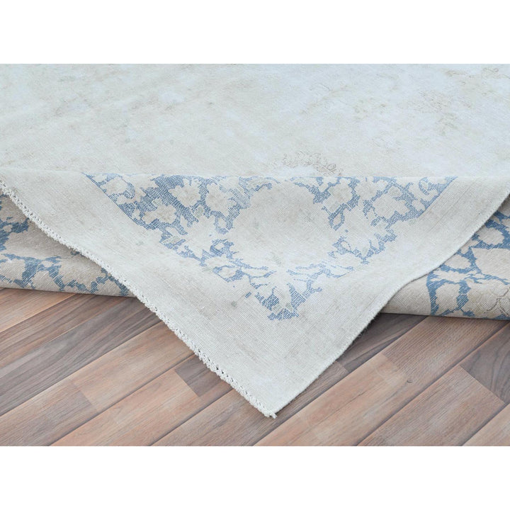 9'7" x 13'10" Vintage Hand Knotted Blue Cotton Rectangle Oriental Rug - MOA10281617