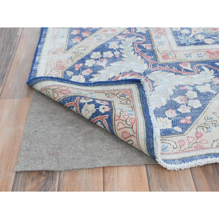 9'1" x 13'0" Vintage Hand Knotted Blue Cotton Rectangle Oriental Rug - MOA10281622