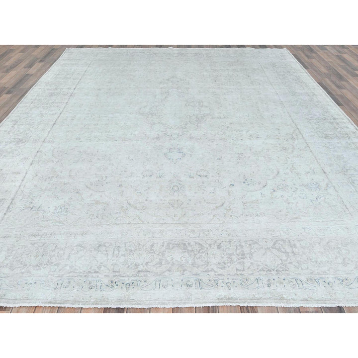 9'7" x 12'6" Vintage Hand Knotted Ivory Cotton Rectangle Oriental Rug - MOA10281624