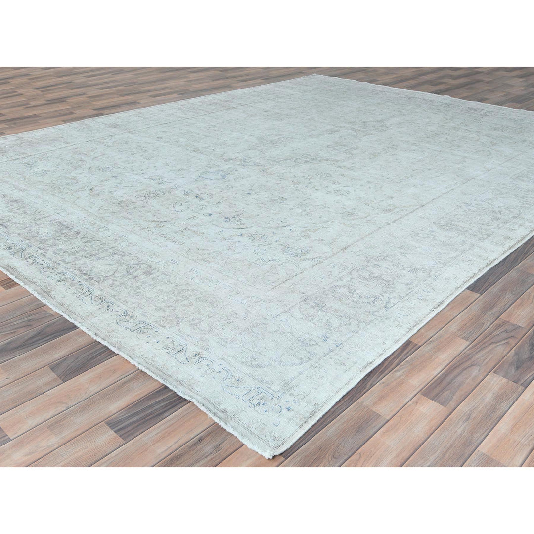 9'7" x 12'6" Vintage Hand Knotted Ivory Cotton Rectangle Oriental Rug - MOA10281624