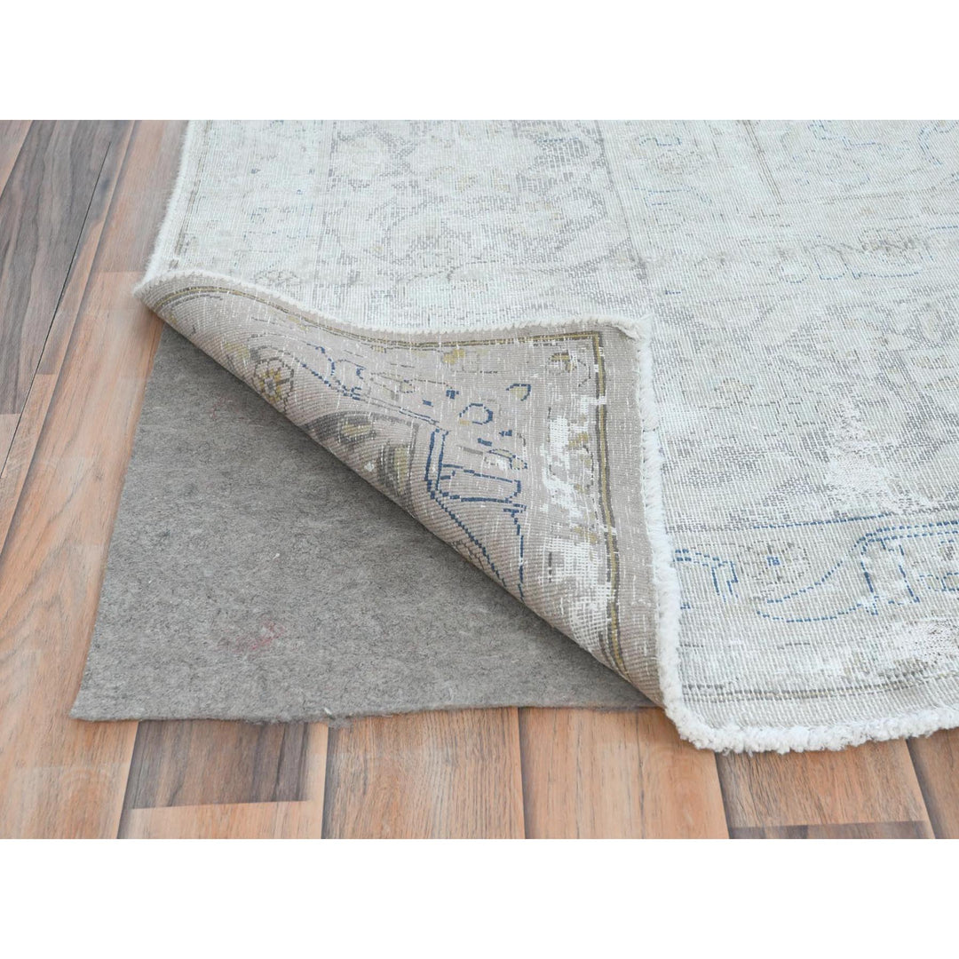 9'7" x 12'6" Vintage Hand Knotted Ivory Cotton Rectangle Oriental Rug - MOA10281624