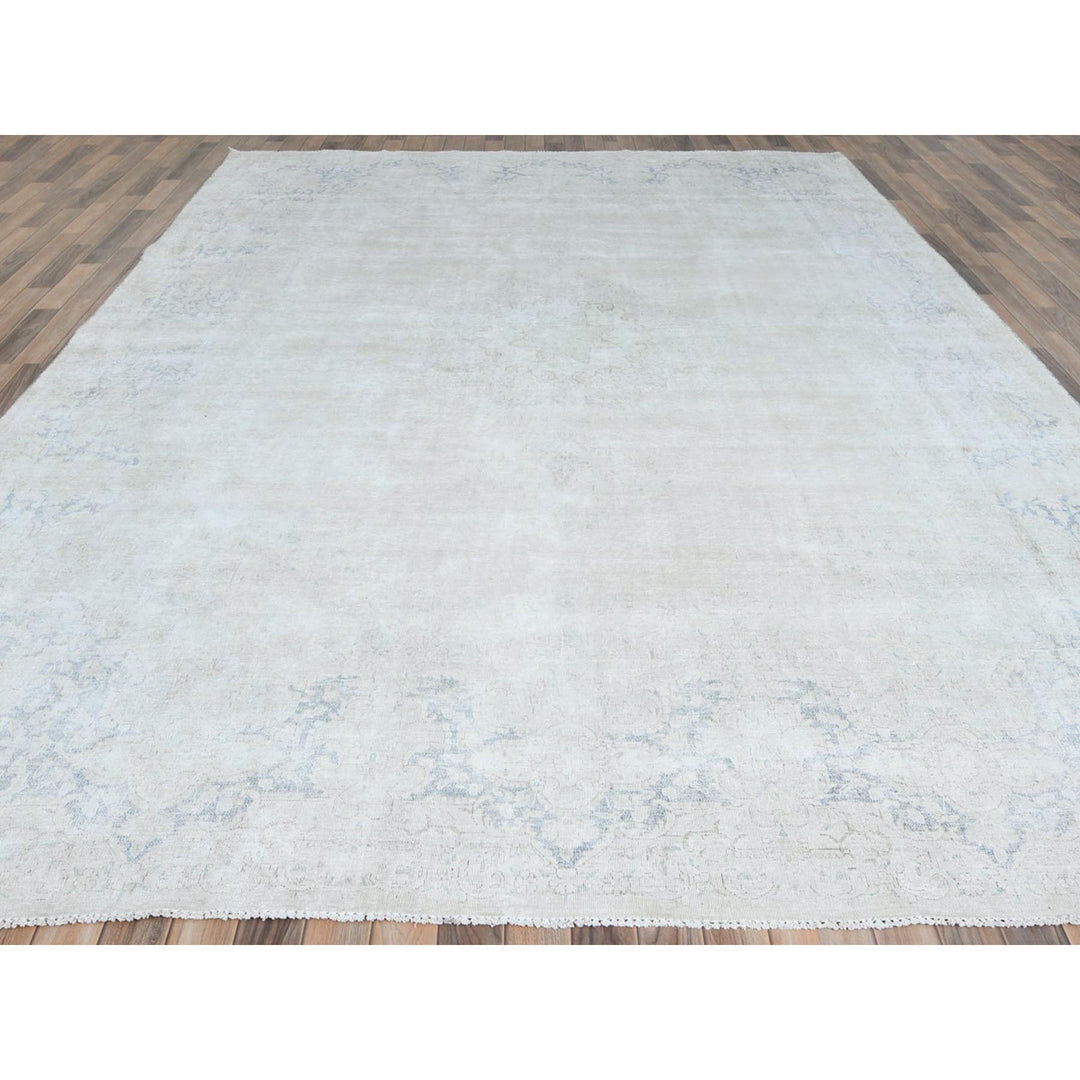 9'7" x 12'10" Vintage Hand Knotted Ivory Cotton Rectangle Oriental Rug - MOA10281625