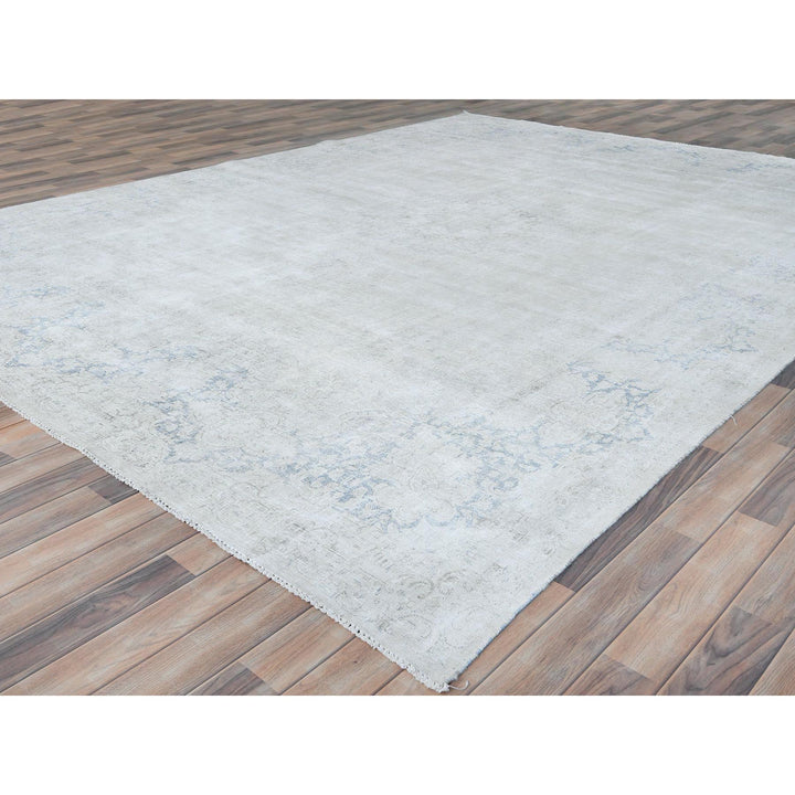 9'7" x 12'10" Vintage Hand Knotted Ivory Cotton Rectangle Oriental Rug - MOA10281625