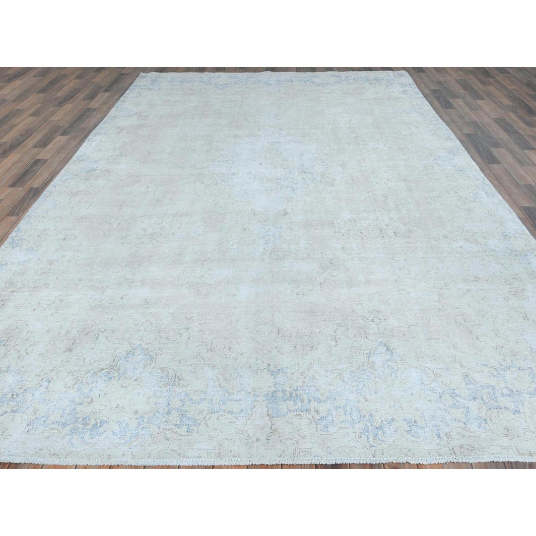 8'2" x 13'0" Vintage Hand Knotted Ivory Cotton Rectangle Oriental Rug - MOA10281629