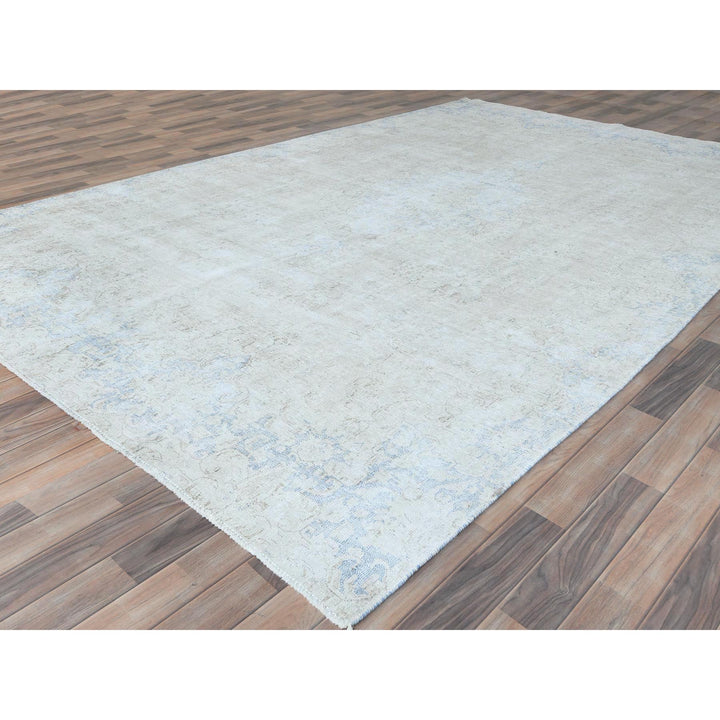 8'2" x 13'0" Vintage Hand Knotted Ivory Cotton Rectangle Oriental Rug - MOA10281629