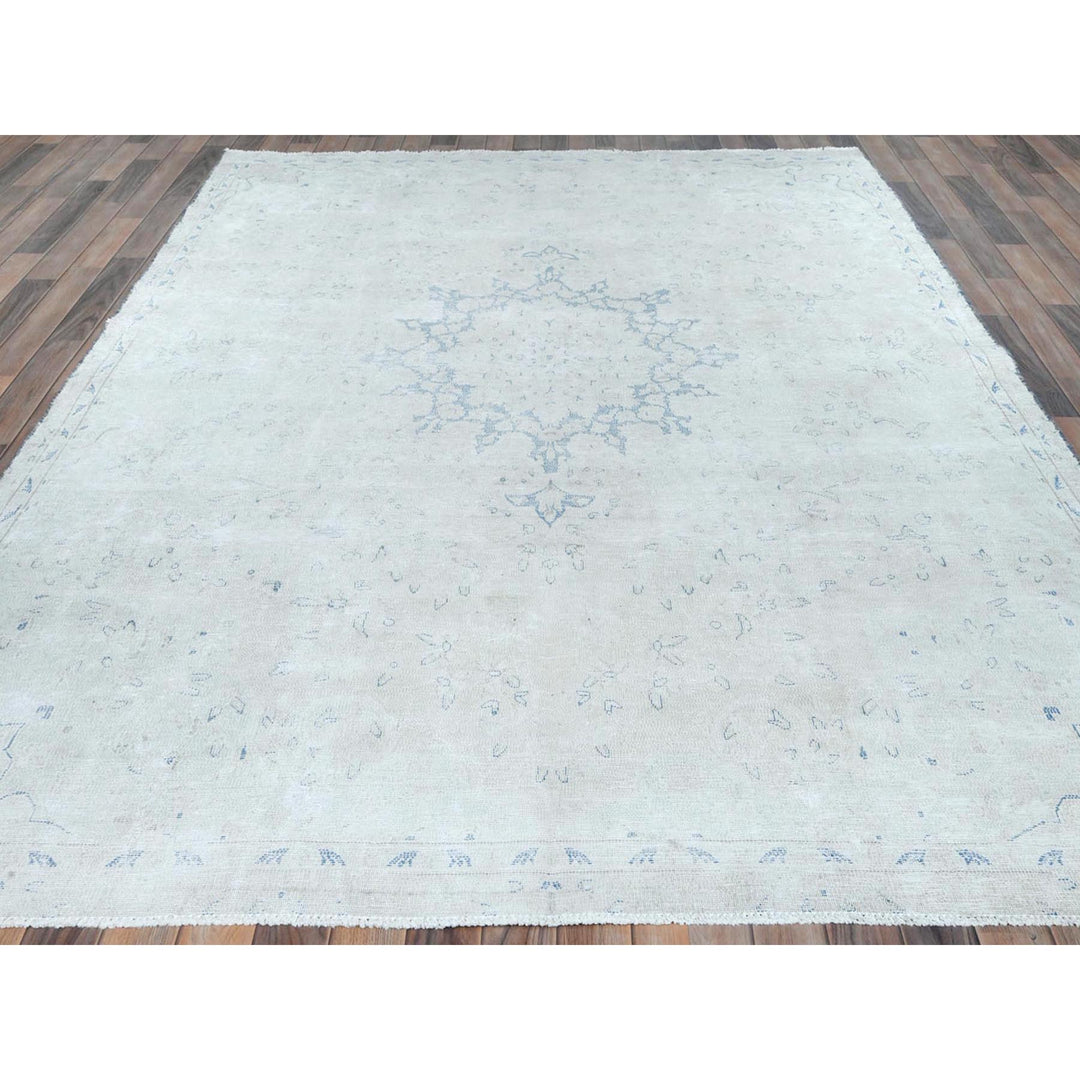 7'2" x 10'0" Vintage Hand Knotted Ivory Cotton Rectangle Oriental Rug - MOA10281632