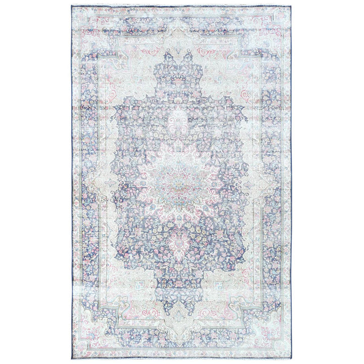 5'9" x 9'7" Vintage Hand Knotted Blue Cotton Rectangle Oriental Rug - MOA10281634